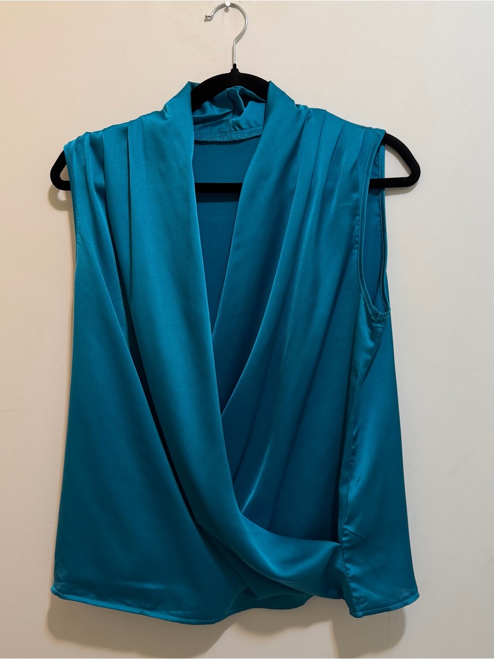 BellanBlue Teal Satin Drape Sleeveless Blouse - NWT